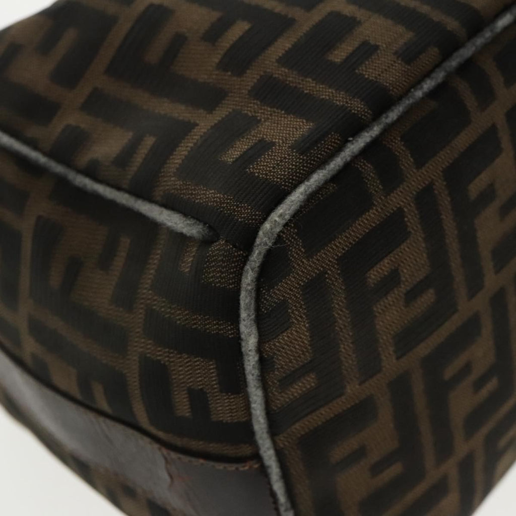 FENDI Zucca Canvas Hand Bag Brown Black Gold 95689