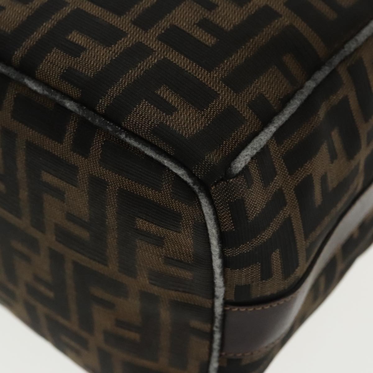 FENDI Zucca Canvas Hand Bag Brown Black Gold 95689