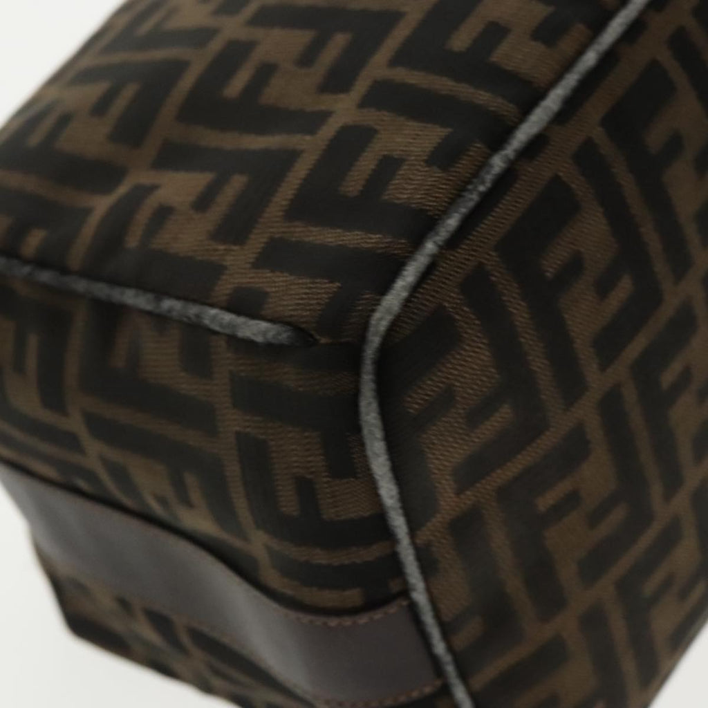 FENDI Zucca Canvas Hand Bag Brown Black Gold 95689