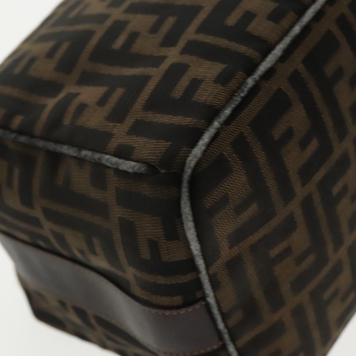 FENDI Zucca Canvas Hand Bag Brown Black Gold 95689