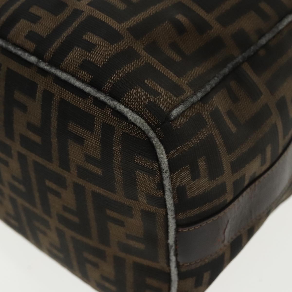 FENDI Zucca Canvas Hand Bag Brown Black Gold 95689
