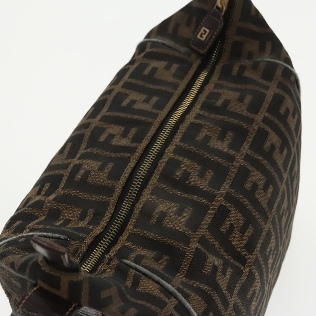FENDI Zucca Canvas Hand Bag Brown Black Gold 95689