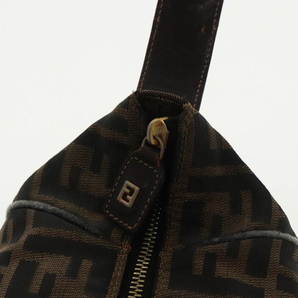 FENDI Zucca Canvas Hand Bag Brown Black Gold 95689
