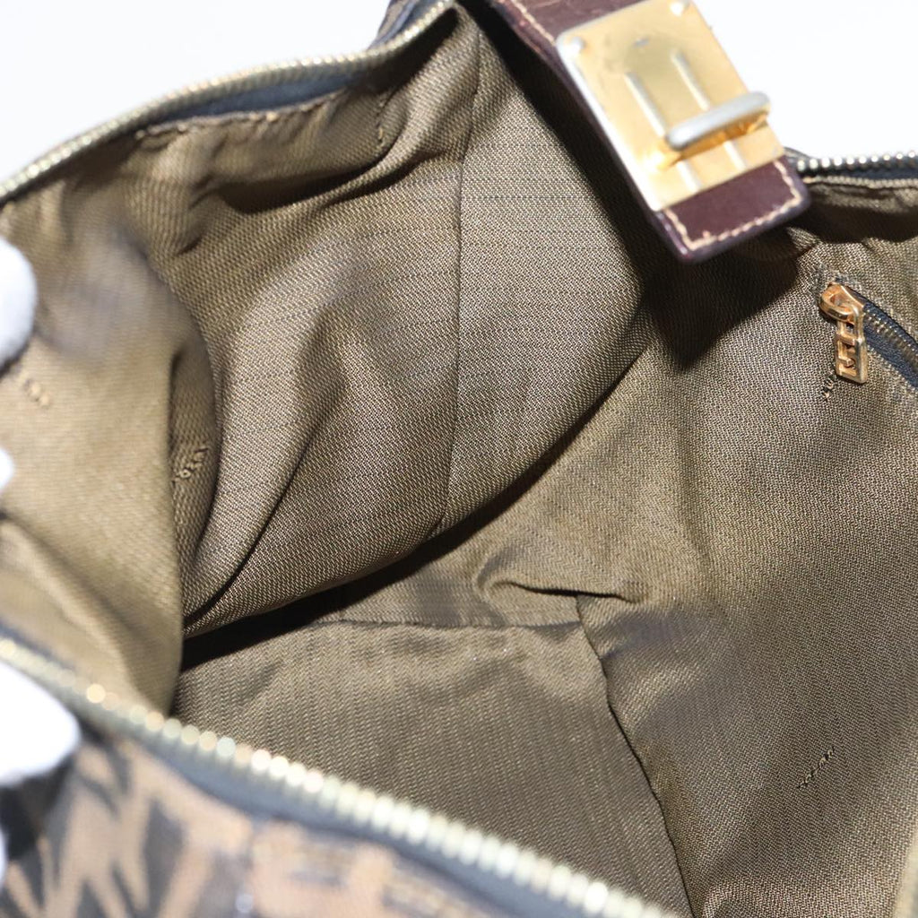 FENDI Zucca Canvas Hand Bag Brown Black Gold 95689