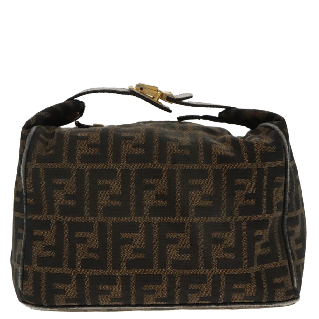 FENDI Zucca Canvas Hand Bag Brown Black Gold 95689