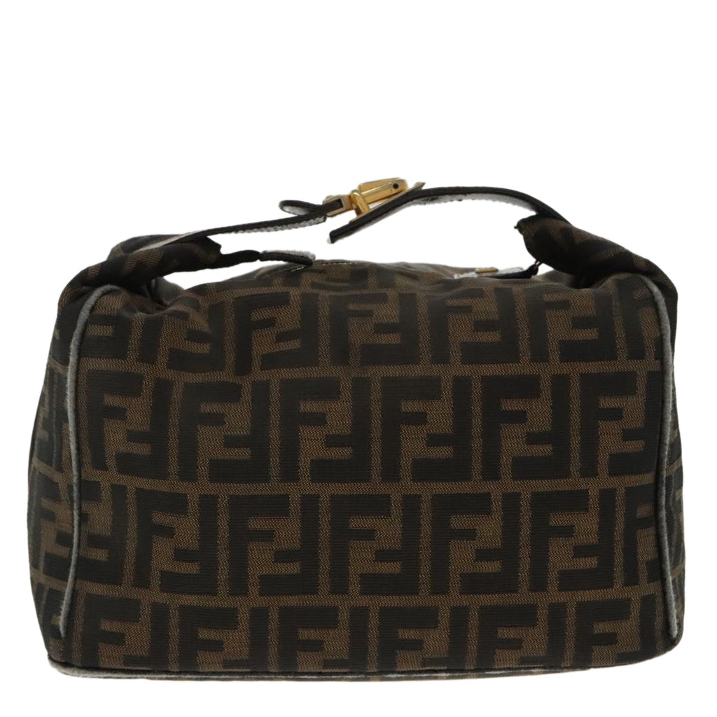 FENDI Zucca Canvas Hand Bag Brown Black Gold 95689