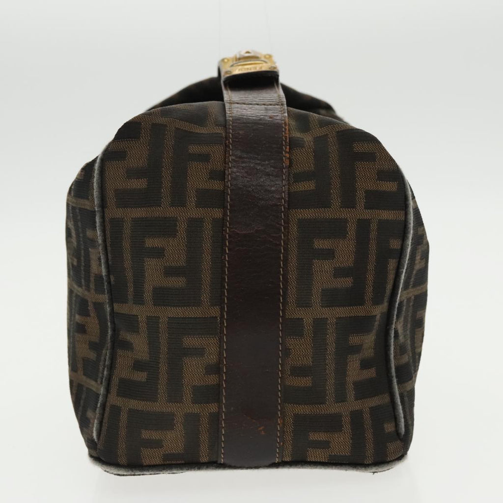 FENDI Zucca Canvas Hand Bag Brown Black Gold 95689