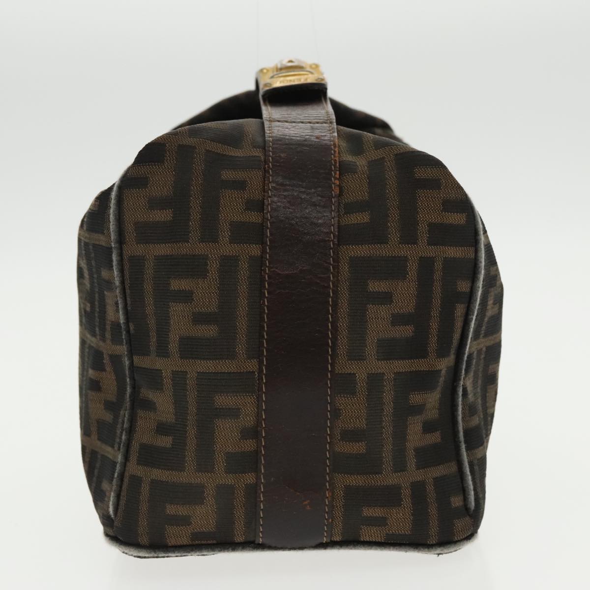 FENDI Zucca Canvas Hand Bag Brown Black Gold 95689