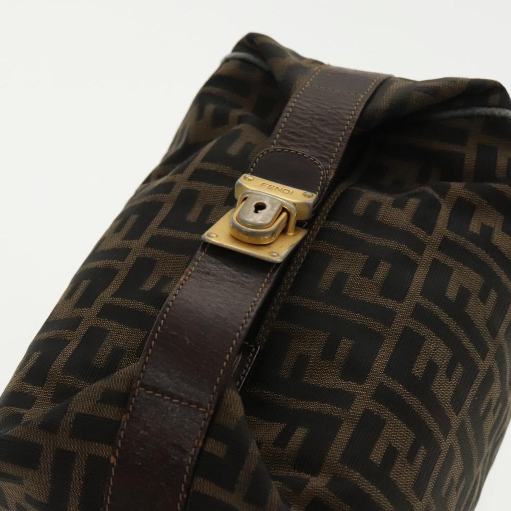 FENDI Zucca Canvas Hand Bag Brown Black Gold 95689