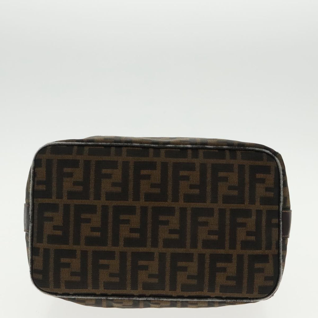 FENDI Zucca Canvas Hand Bag Brown Black Gold 95689