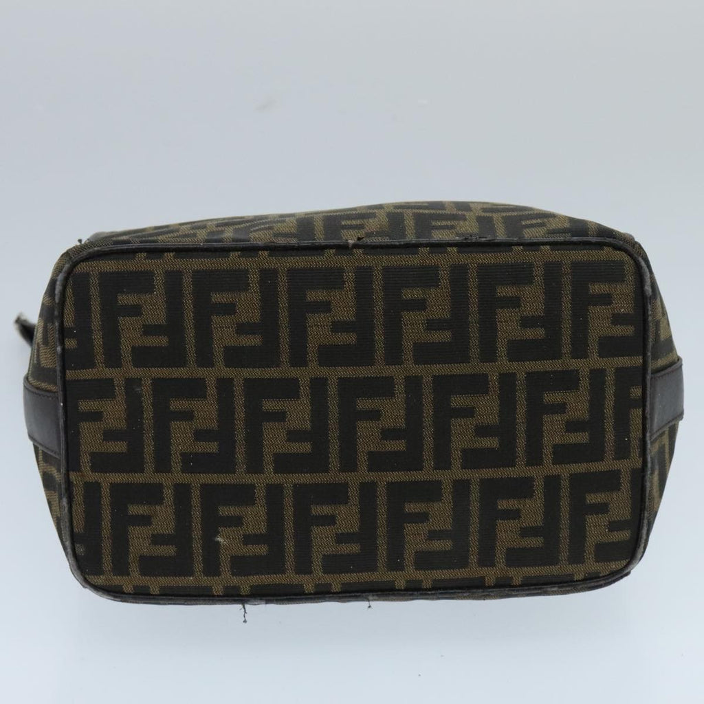 FENDI Zucca Canvas Hand Bag Brown Black Silver 95770