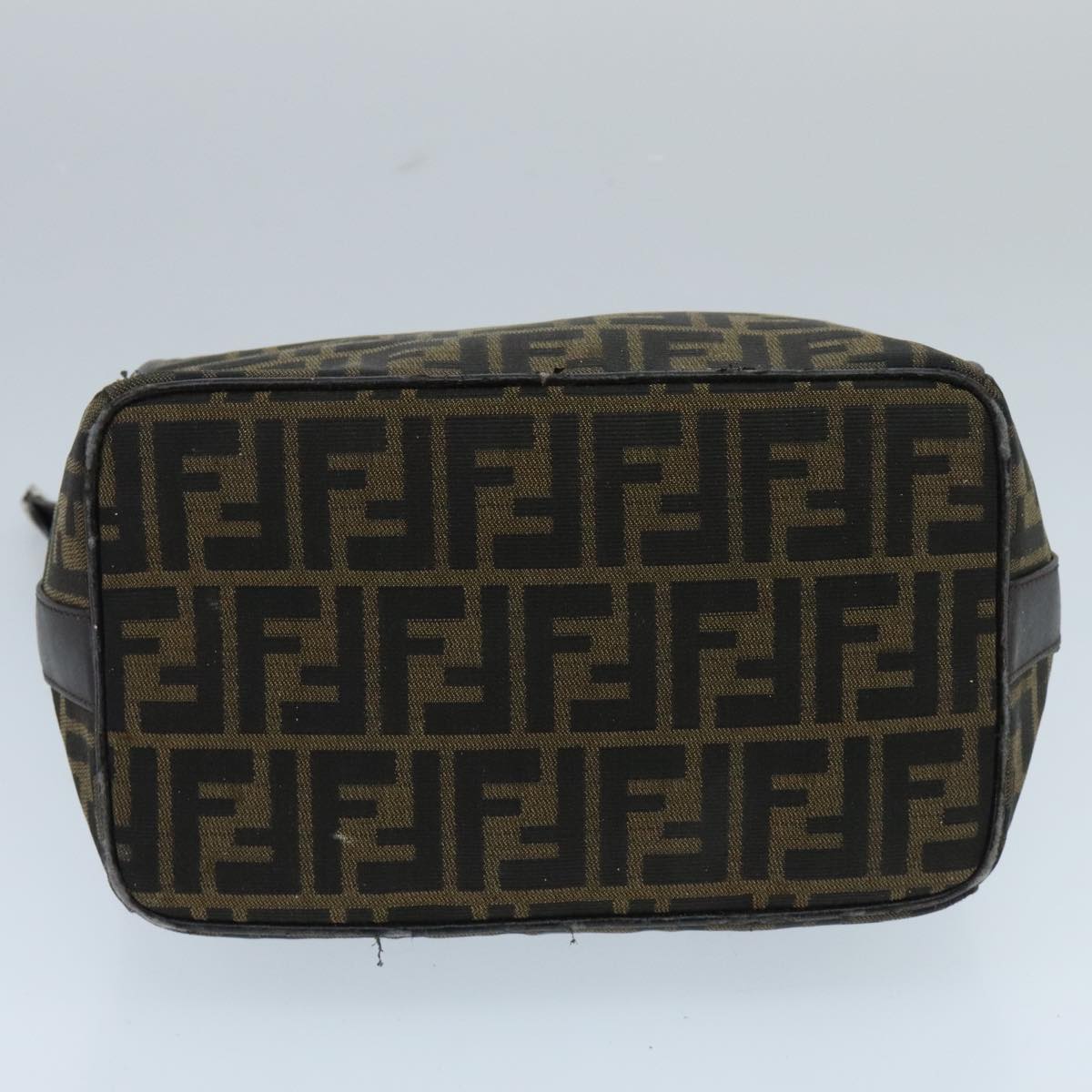 FENDI Zucca Canvas Hand Bag Brown Black Silver 95770