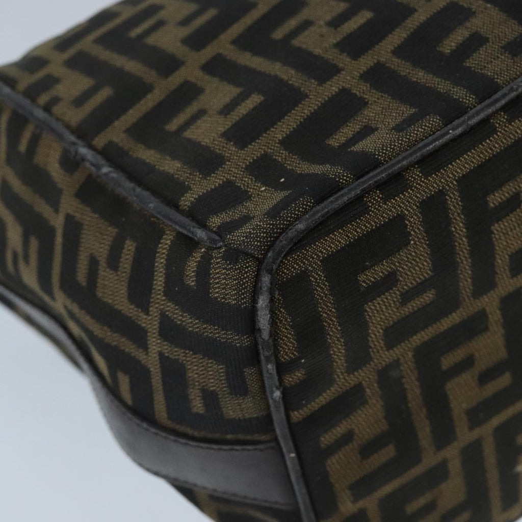 FENDI Zucca Canvas Hand Bag Brown Black Silver 95770