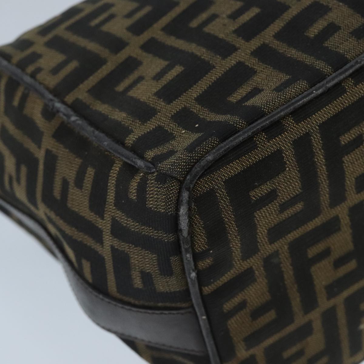FENDI Zucca Canvas Hand Bag Brown Black Silver 95770