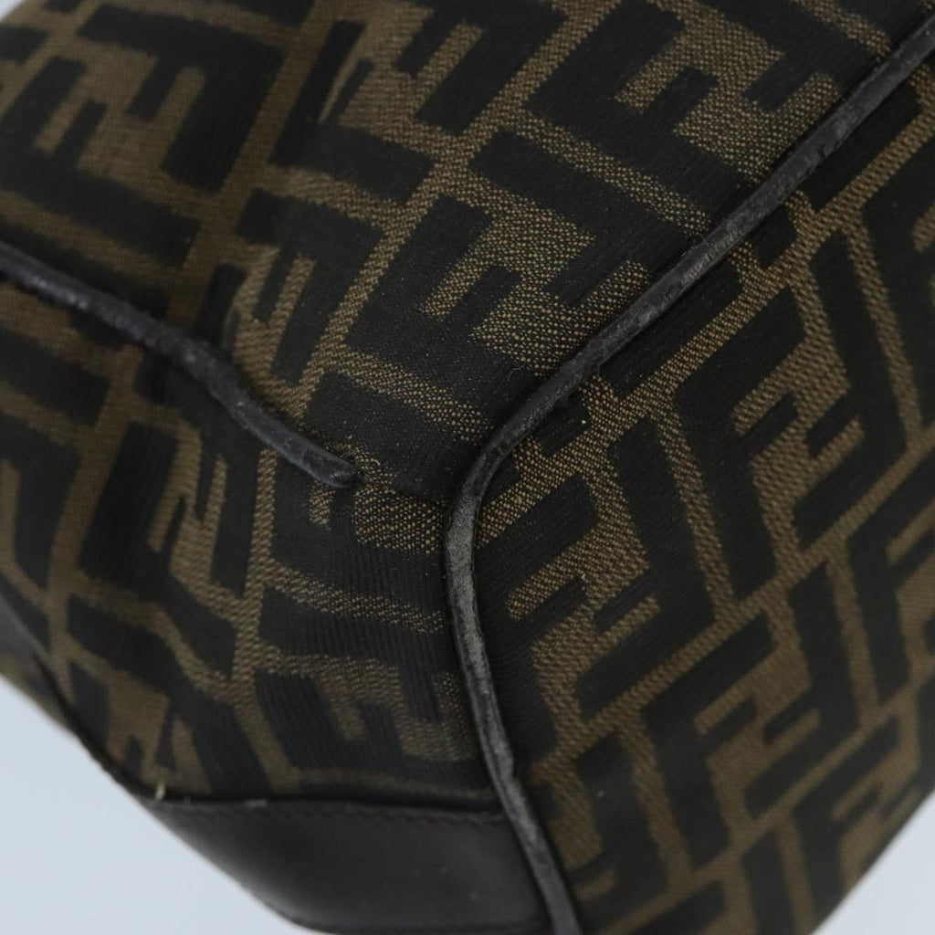 FENDI Zucca Canvas Hand Bag Brown Black Silver 95770
