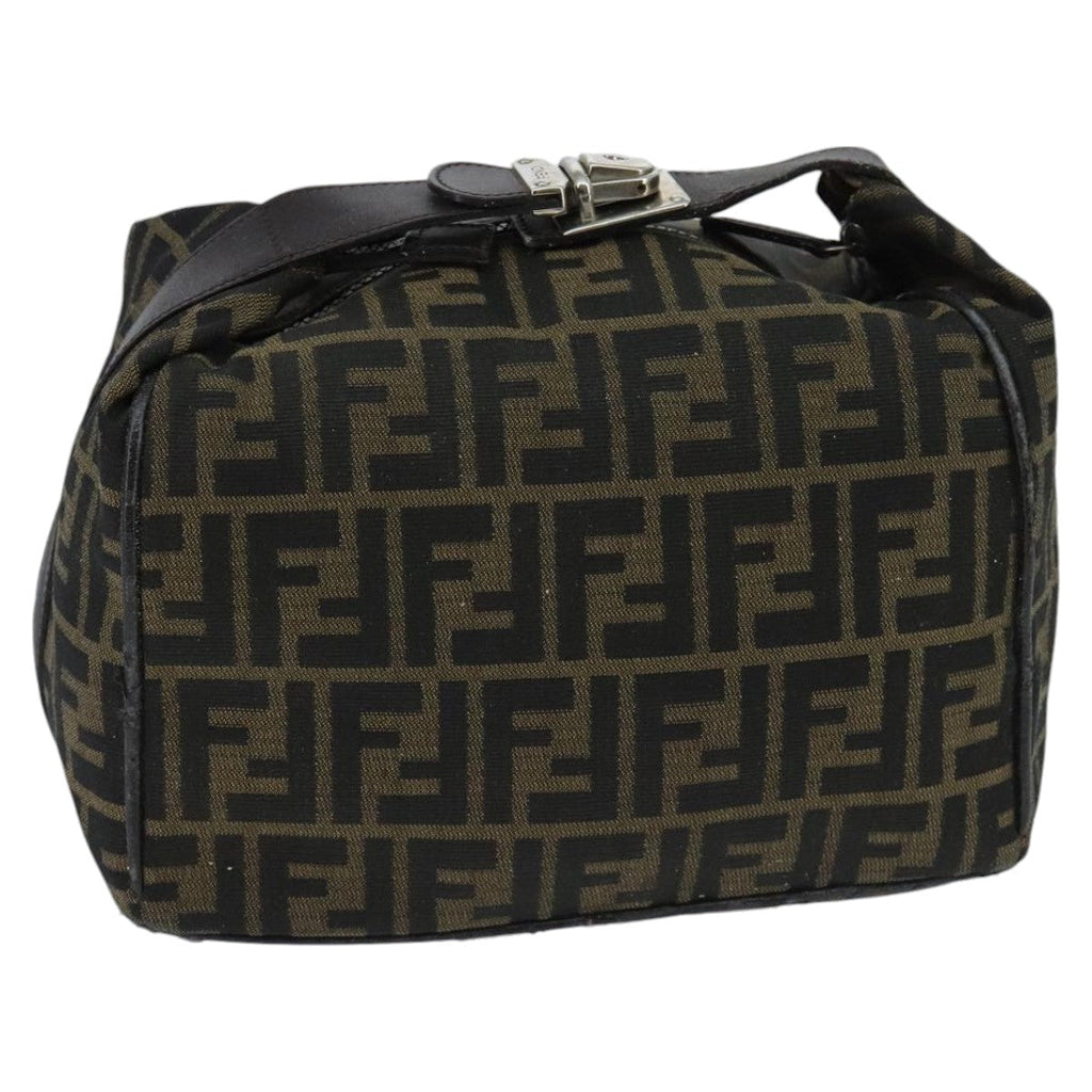 FENDI Zucca Canvas Hand Bag Brown Black Silver 95770