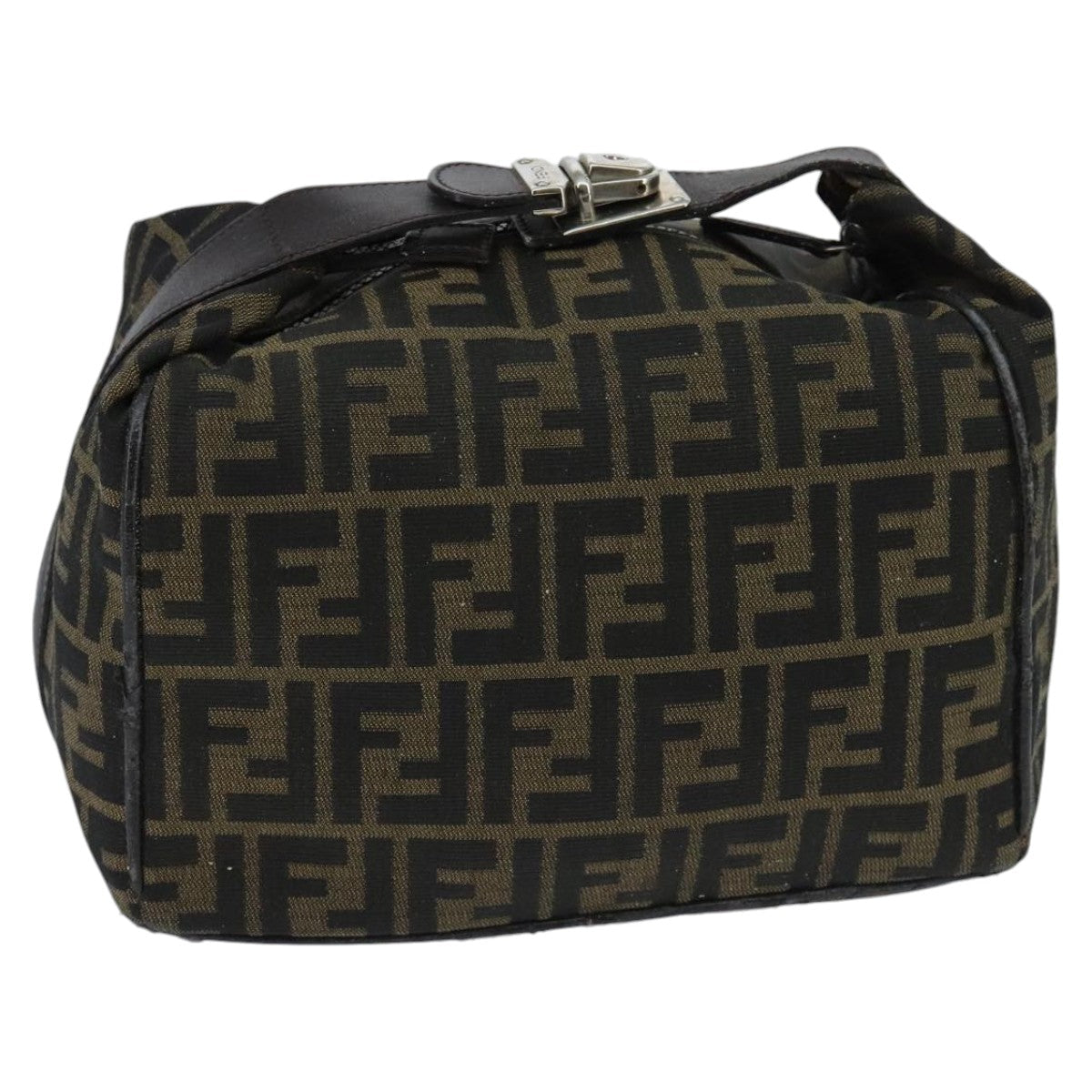 FENDI Zucca Canvas Hand Bag Brown Black Silver 95770