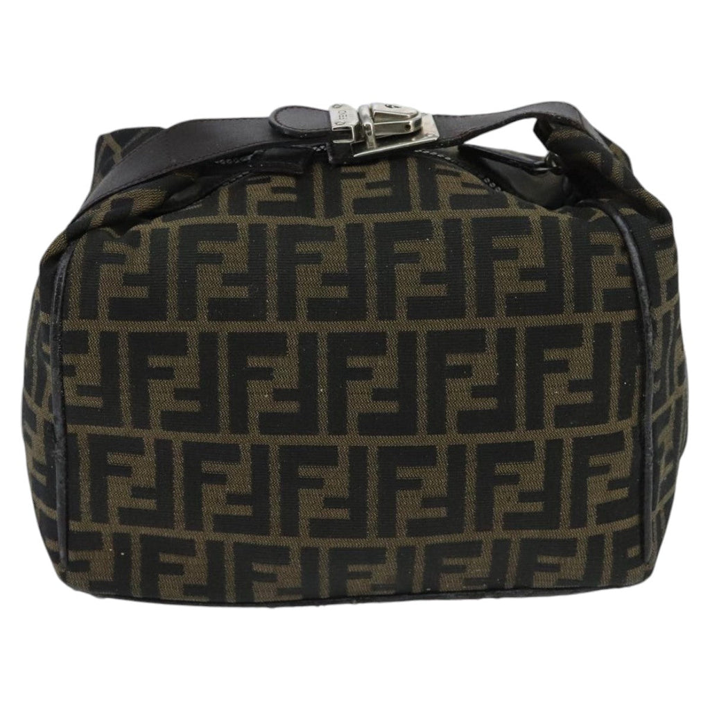 FENDI Zucca Canvas Hand Bag Brown Black Silver 95770