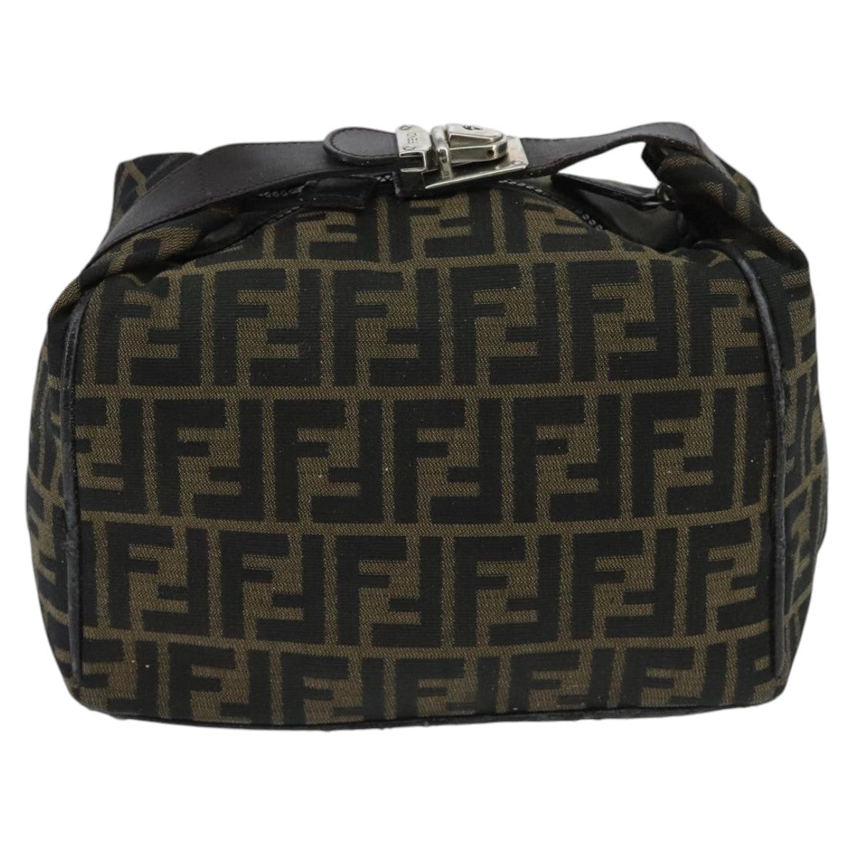 FENDI Zucca Canvas Hand Bag Brown Black Silver 95770