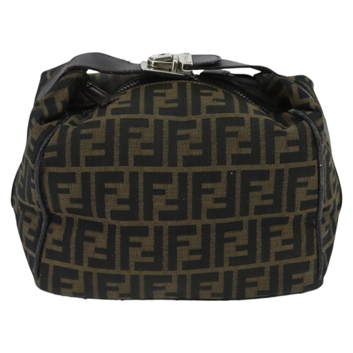 FENDI Zucca Canvas Hand Bag Brown Black Silver 95770