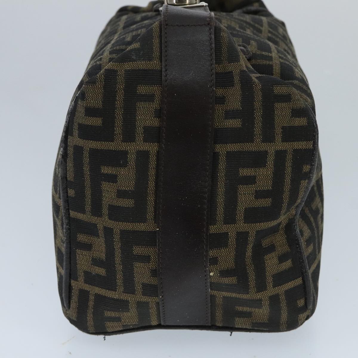 FENDI Zucca Canvas Hand Bag Brown Black Silver 95770