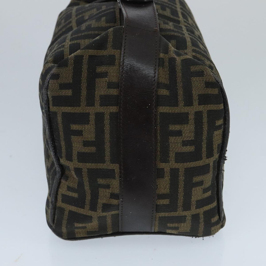 FENDI Zucca Canvas Hand Bag Brown Black Silver 95770