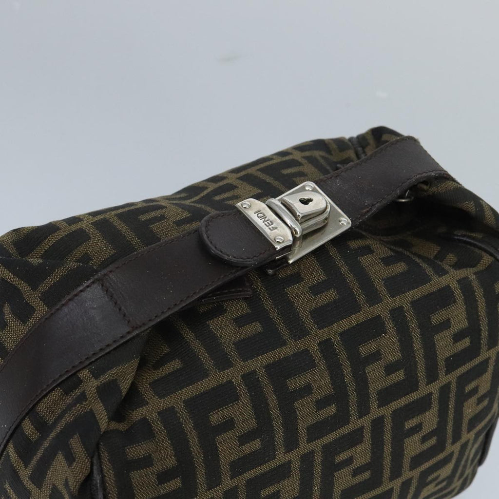 FENDI Zucca Canvas Hand Bag Brown Black Silver 95770