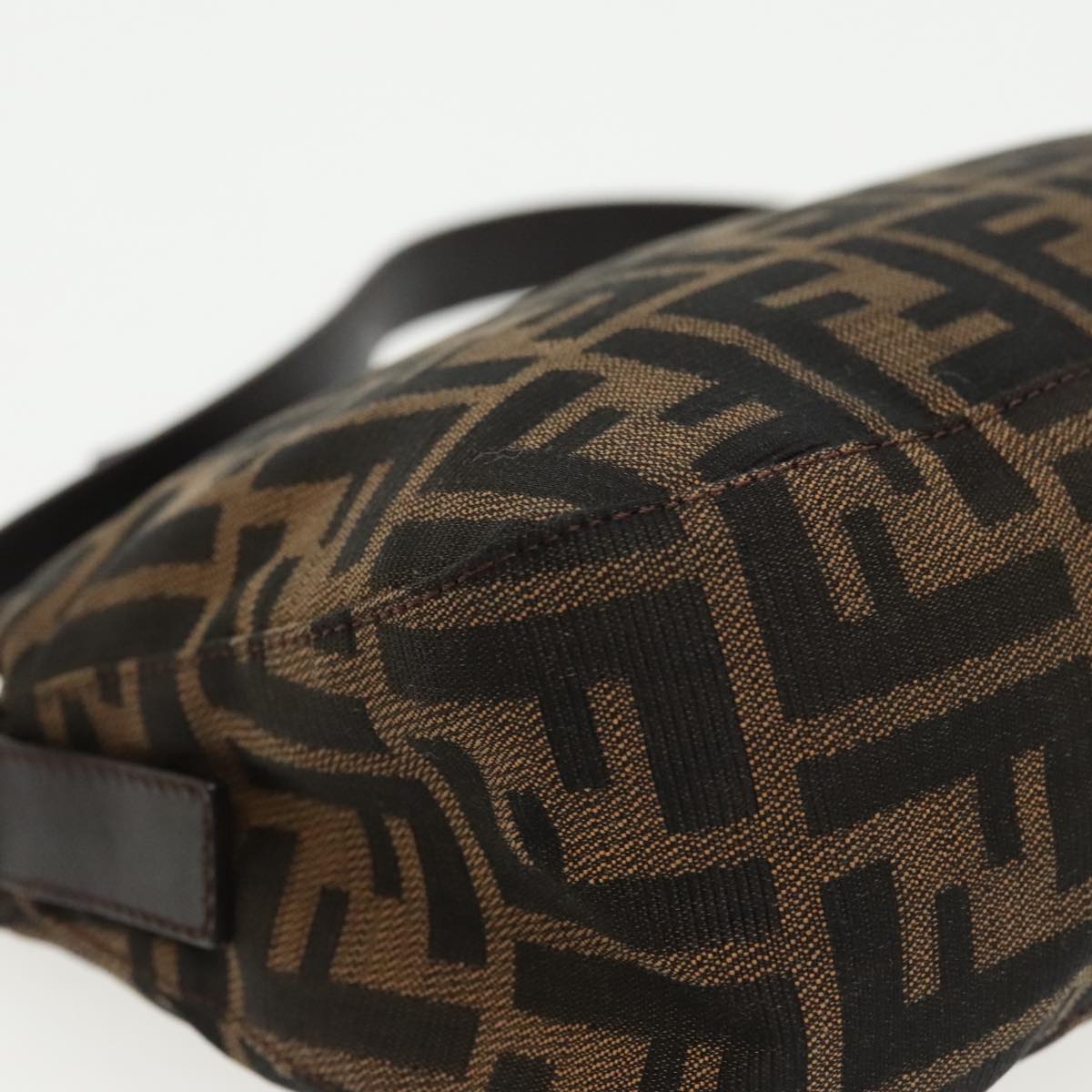 FENDI Zucca Canvas Mamma Baguette Shoulder Bag Black Brown Silver 95783A