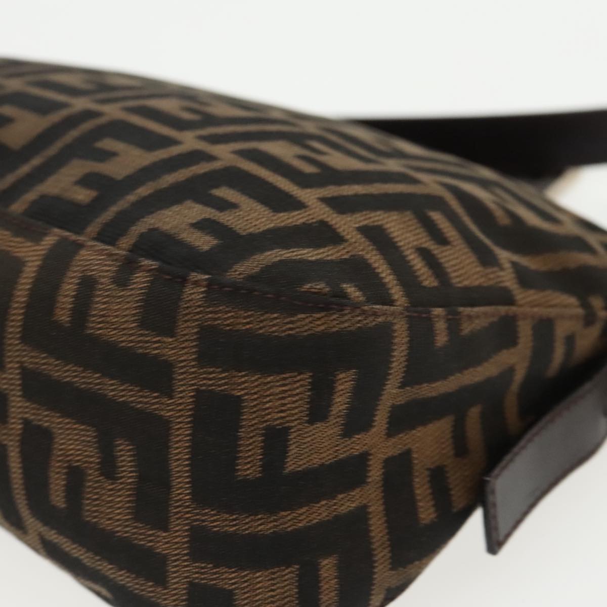 FENDI Zucca Canvas Mamma Baguette Shoulder Bag Black Brown Silver 95783A