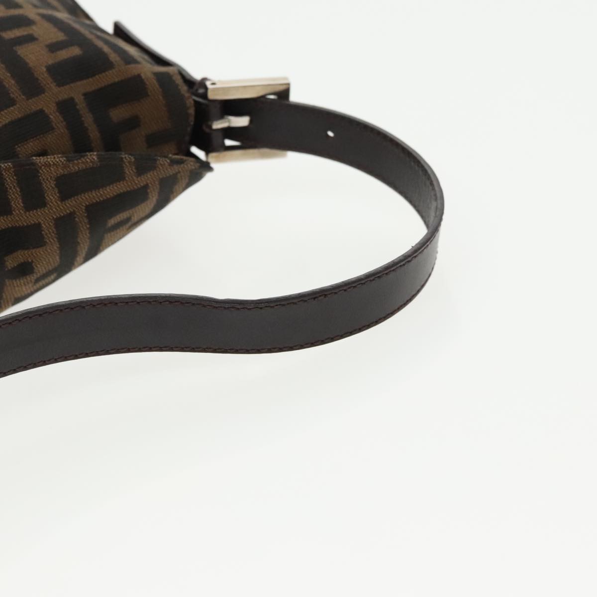 FENDI Zucca Canvas Mamma Baguette Shoulder Bag Black Brown Silver 95783A