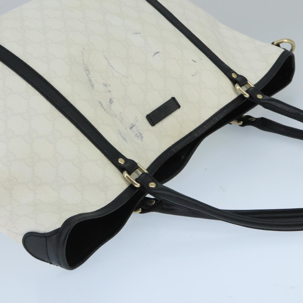 GUCCI GG Supreme Tote Bag PVC Gold White 197953 95798