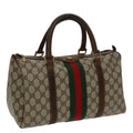 GUCCI GG Supreme Web Sherry Line Boston Bag PVC Beige Red 010 378 95820