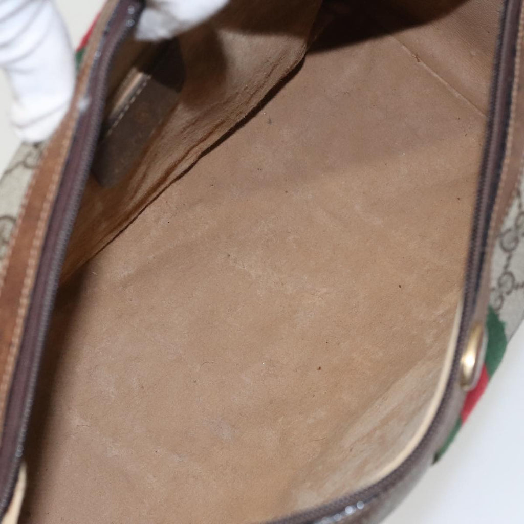 GUCCI GG Supreme Web Sherry Line Boston Bag PVC Beige Red 010 378 95820