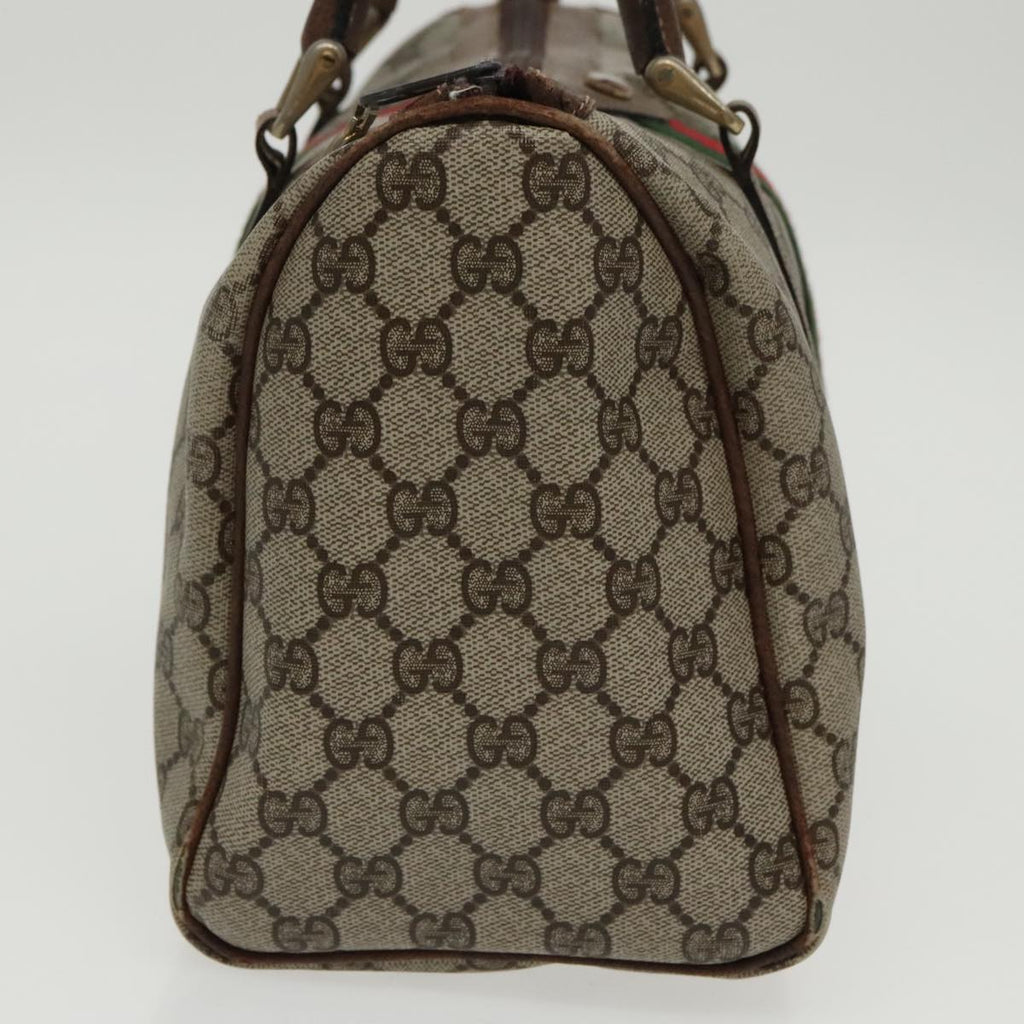 GUCCI GG Supreme Web Sherry Line Boston Bag PVC Beige Red 010 378 95820