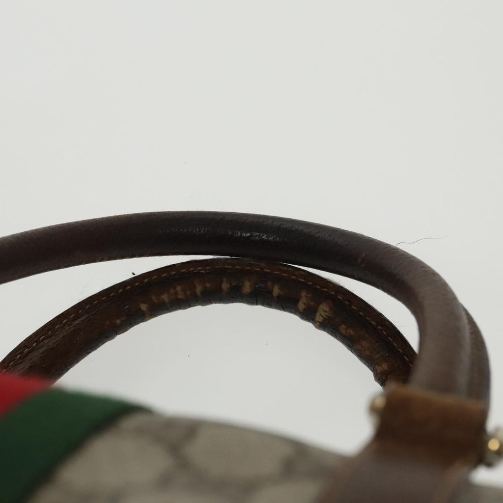 GUCCI GG Supreme Web Sherry Line Boston Bag PVC Beige Red 010 378 95820