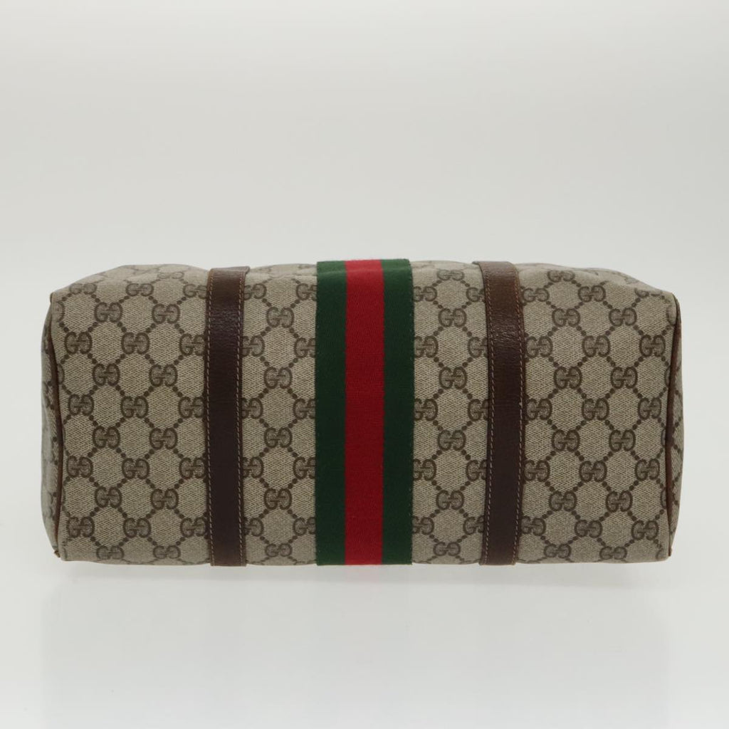GUCCI GG Supreme Web Sherry Line Boston Bag PVC Beige Red 010 378 95820