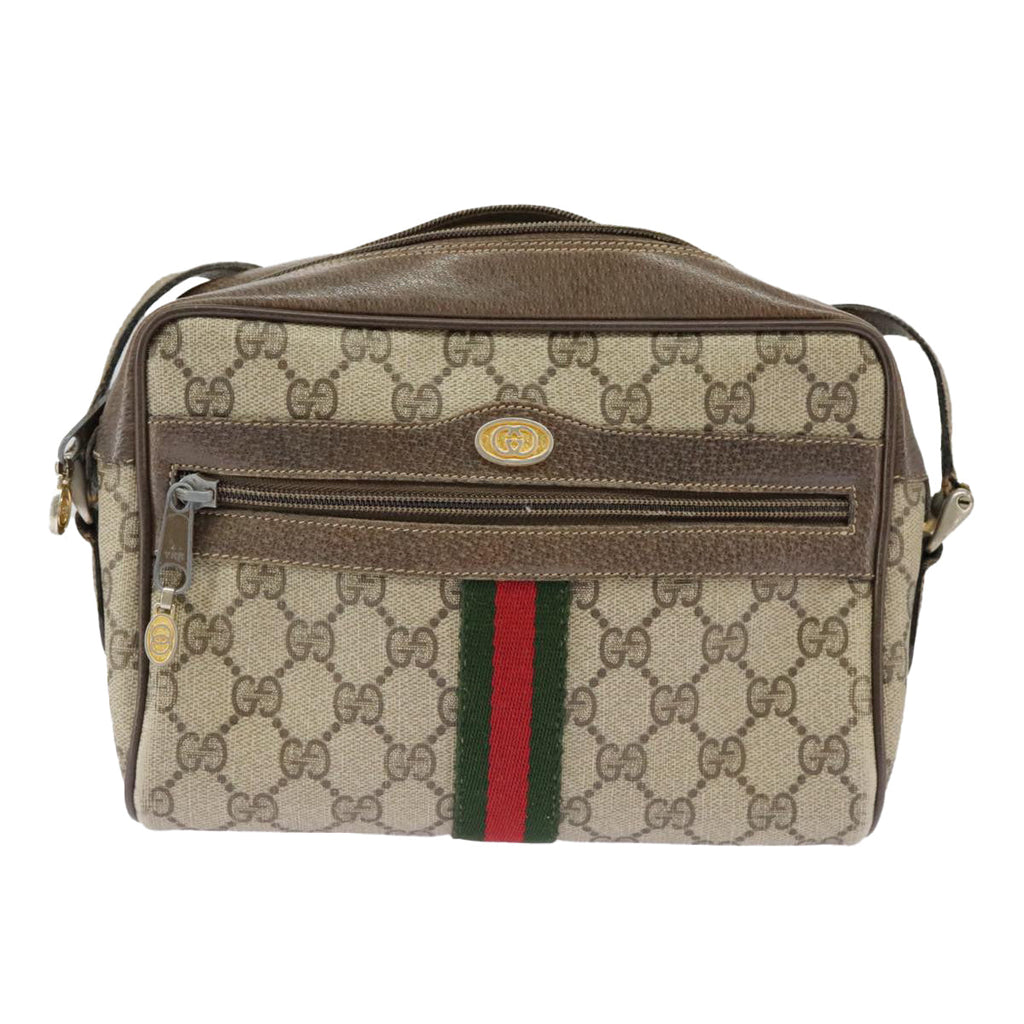 GUCCI GG Supreme Web Sherry Line Shoulder Bag PVC Beige 56 02 004 95827