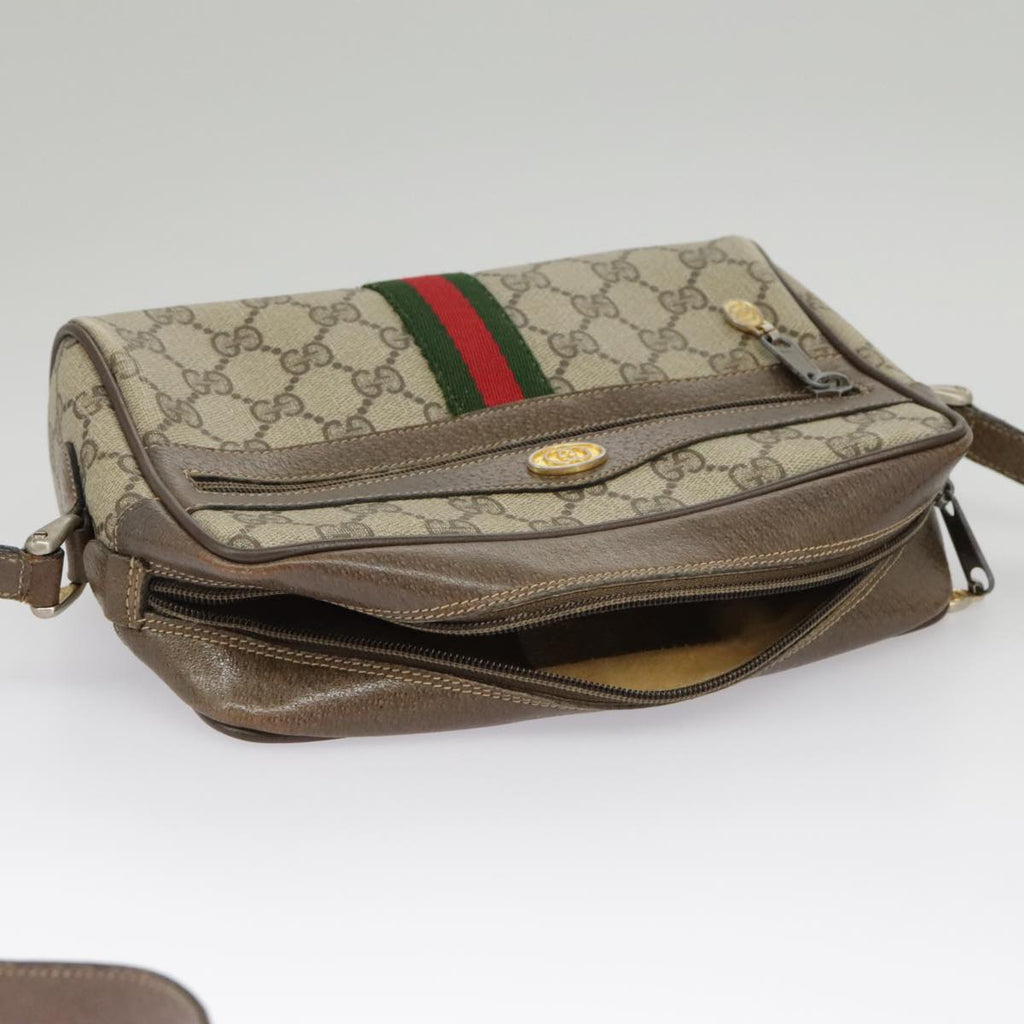 GUCCI GG Supreme Web Sherry Line Shoulder Bag PVC Beige 56 02 004 95827