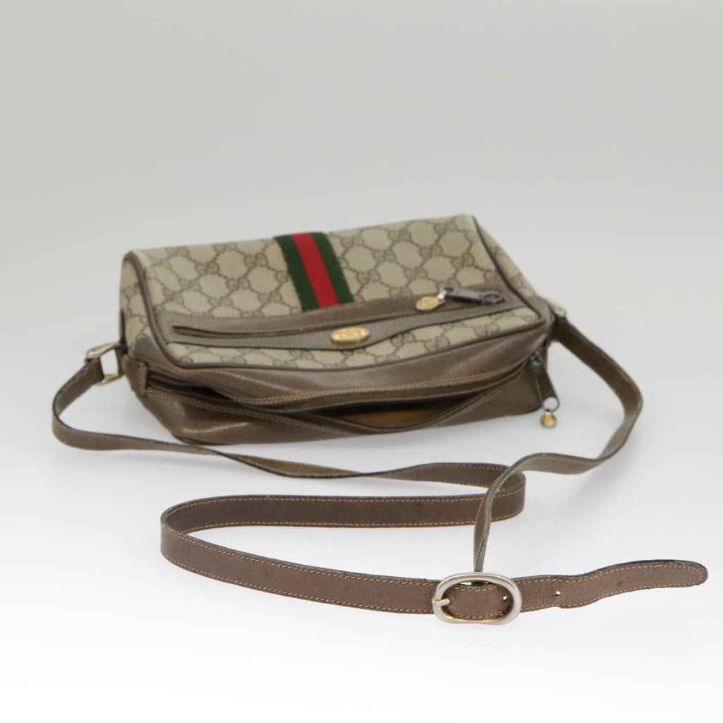 GUCCI GG Supreme Web Sherry Line Shoulder Bag PVC Beige 56 02 004 95827