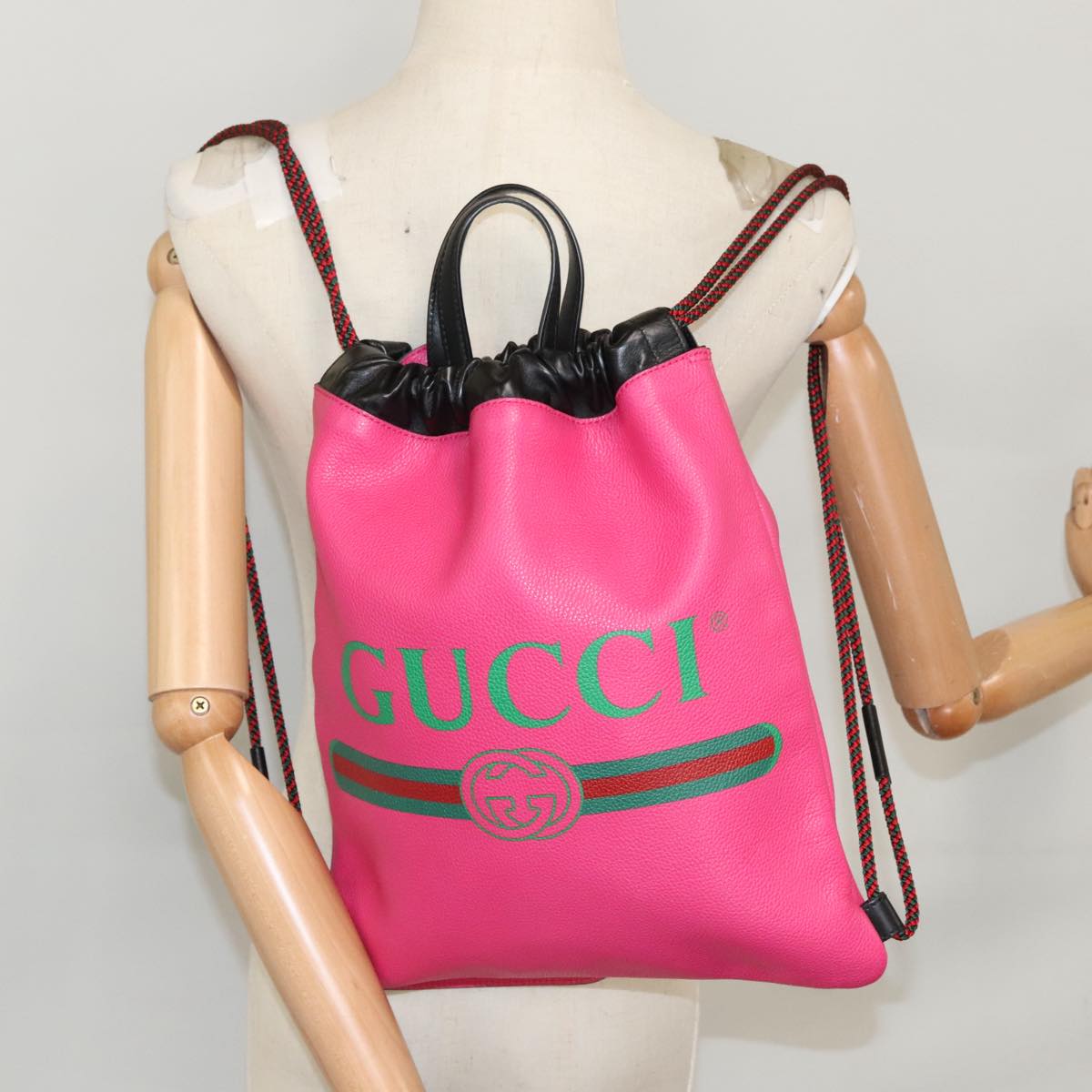 GUCCI Backpack Leather Pink 523586 95840
