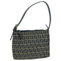FENDI Zucchino Canvas Accessory Pouch Navy Silver 95850