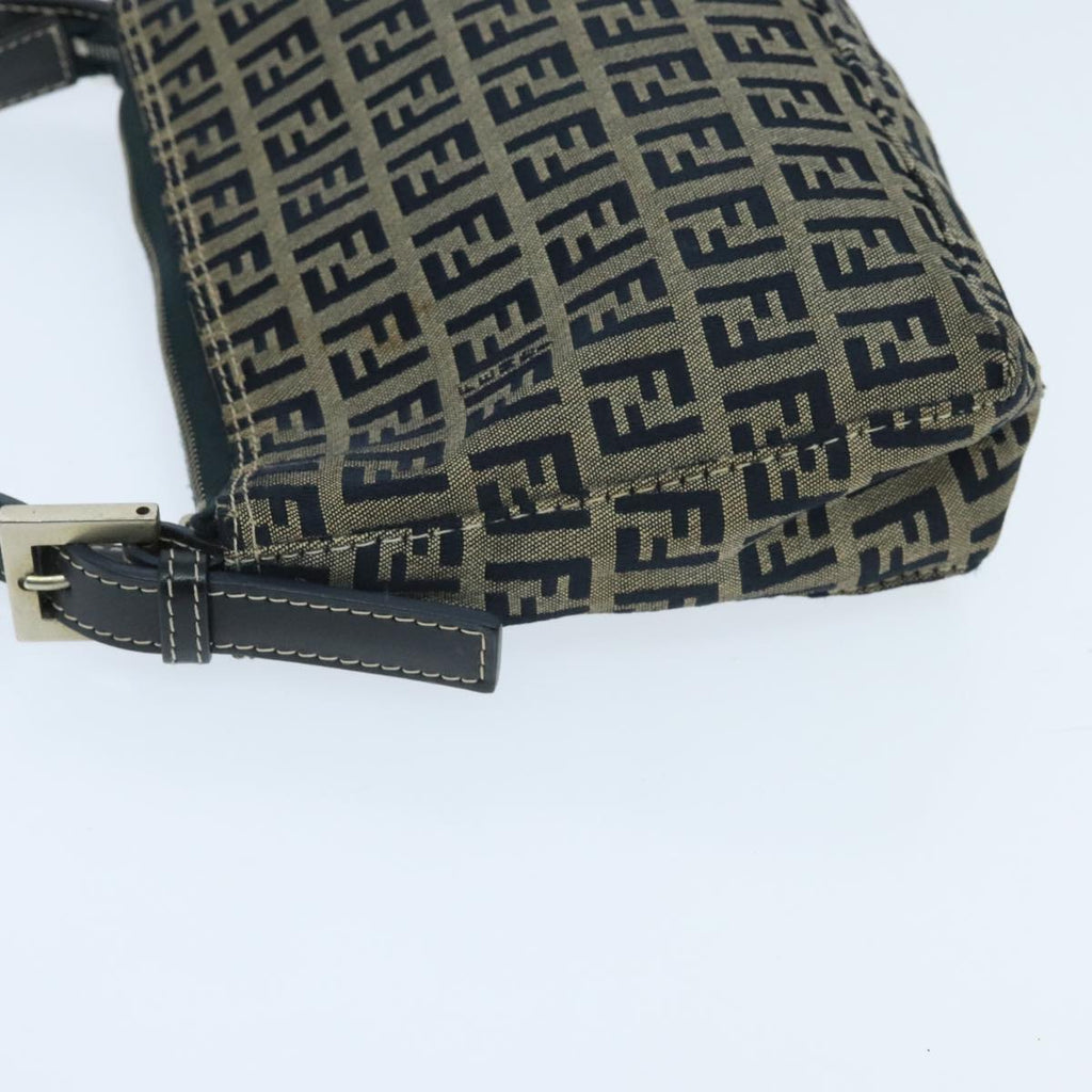 FENDI Zucchino Canvas Accessory Pouch Navy Silver 95850