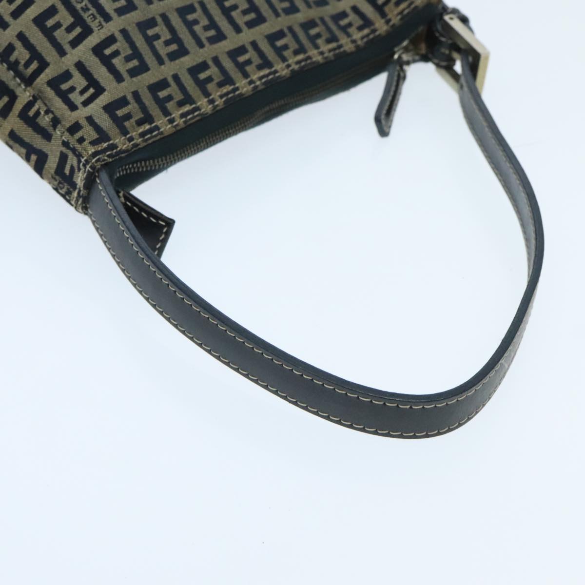 FENDI Zucchino Canvas Accessory Pouch Navy Silver 95850