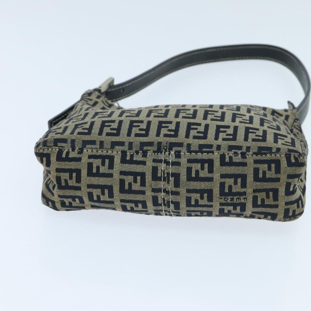 FENDI Zucchino Canvas Accessory Pouch Navy Silver 95850