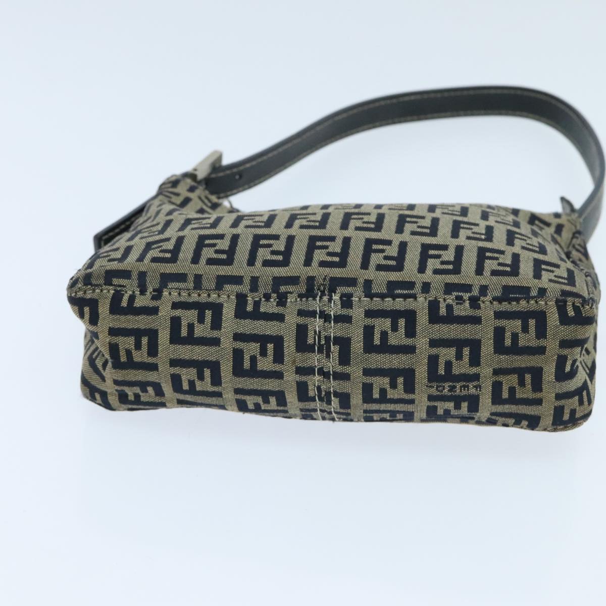 FENDI Zucchino Canvas Accessory Pouch Navy Silver 95850