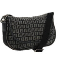 FENDI Zucchino Canvas Shoulder Bag Black 95866
