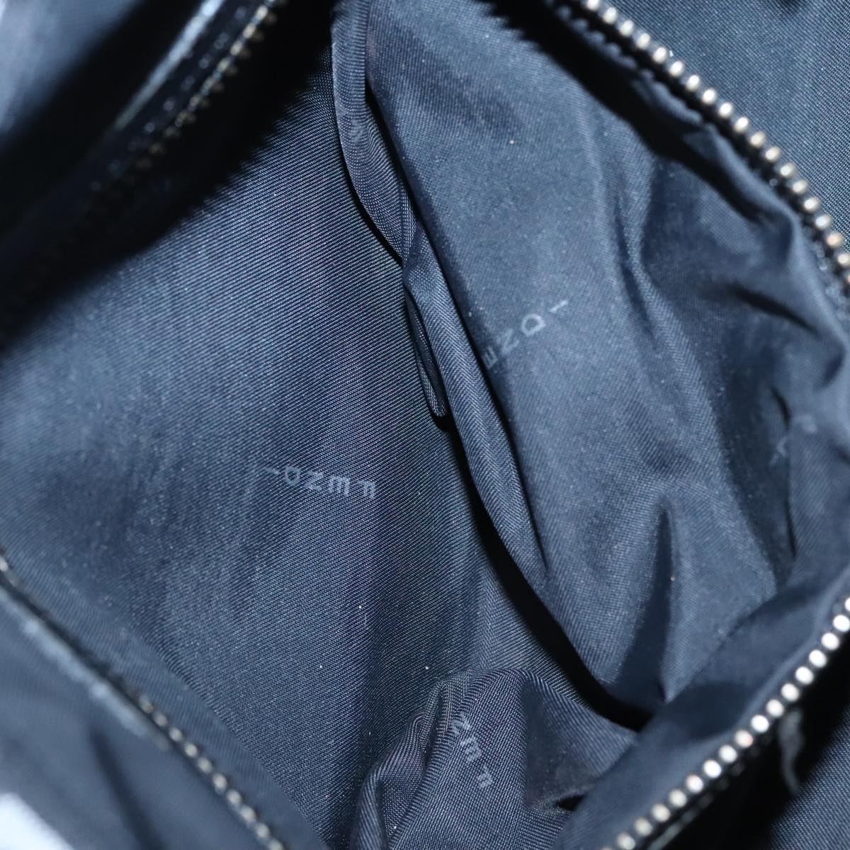 FENDI Zucchino Canvas Shoulder Bag Black 95866