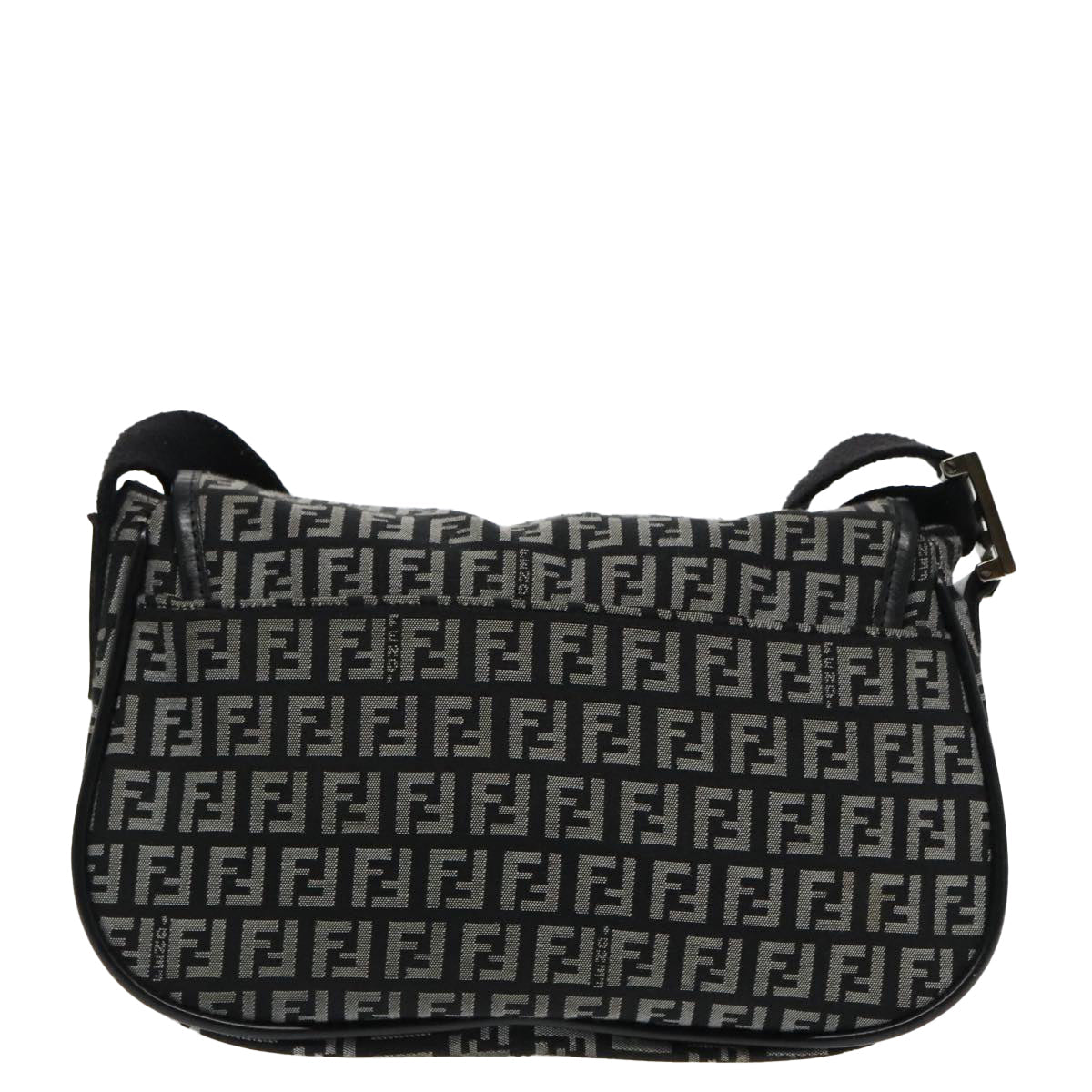 FENDI Zucchino Canvas Shoulder Bag Black 95866