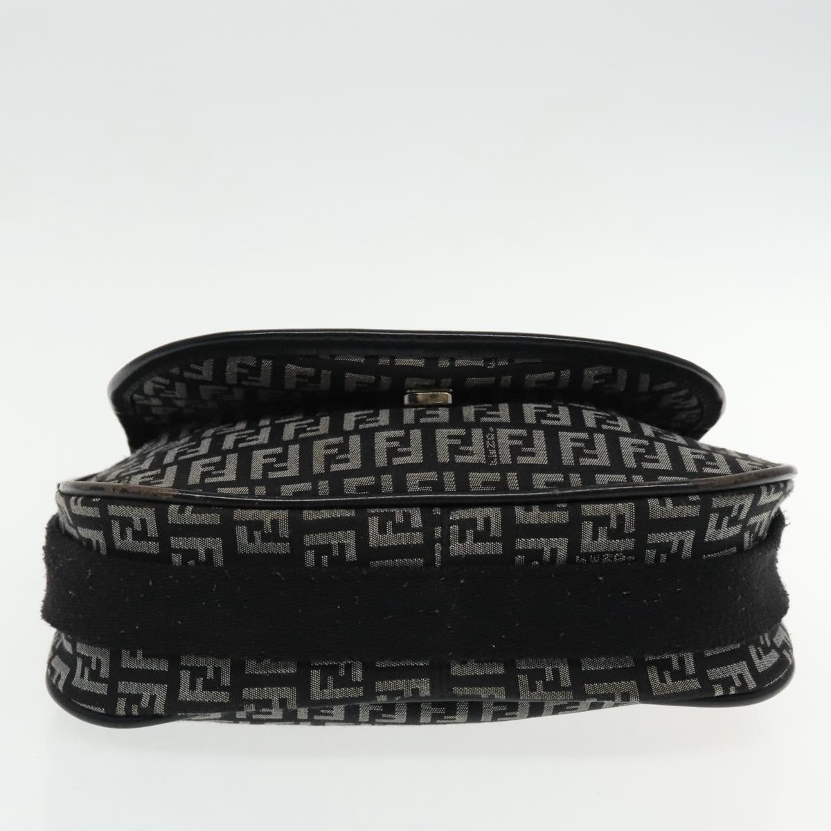 FENDI Zucchino Canvas Shoulder Bag Black 95866