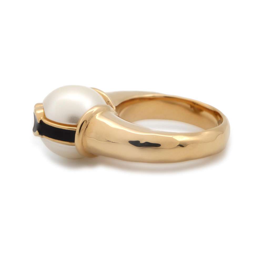 CHANEL CC Logo Pearl Ring Size 53ABD289 Metal Faux Pearl
